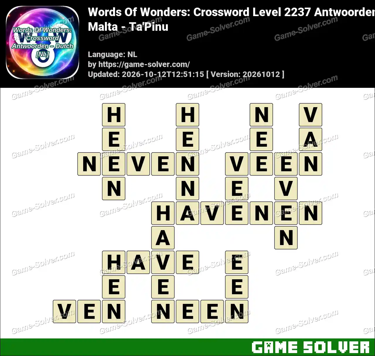 Words Of Wonders: Crossword Level 2237 Antwoorden – Malta – Ta’Pinu